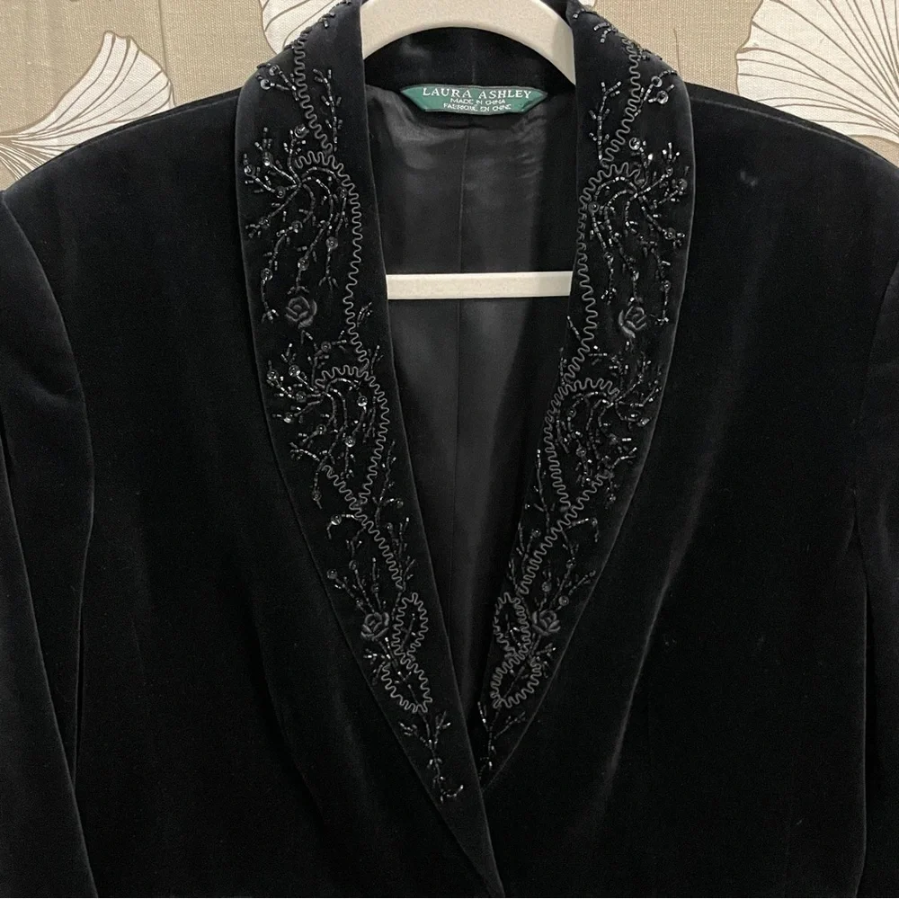 Laura Ashley Velvet Beaded Evening Jacket